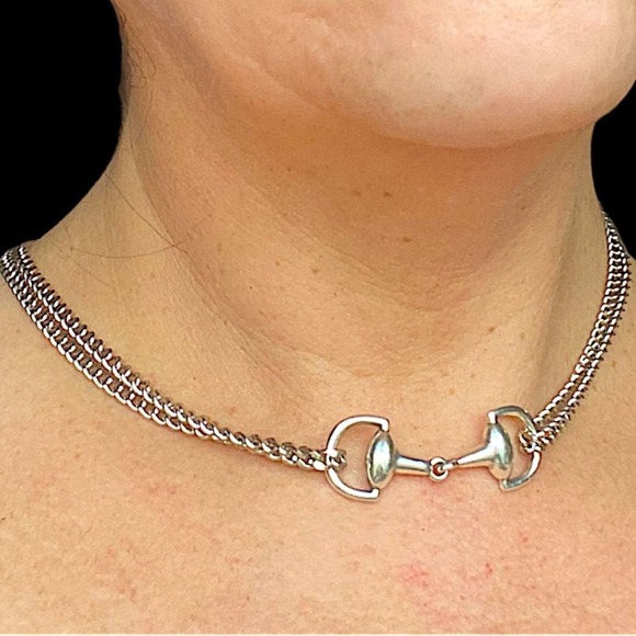 Sterling Silver HorseBit Handmade Necklace Bracelet Matching Chain Link Set - Picture 5 of 13